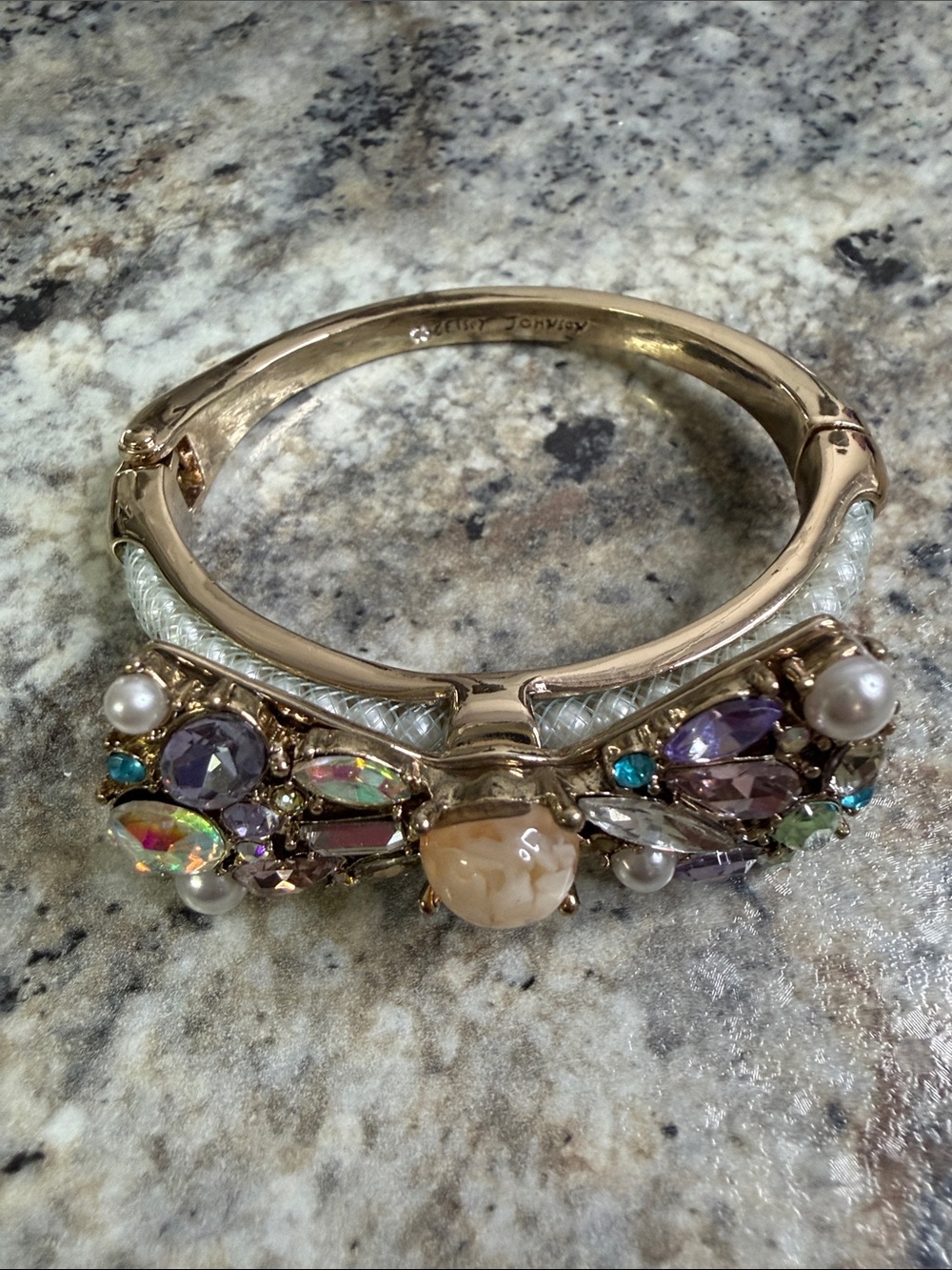 Betsey Johnson Bow Statement Multi Color rhinestone Bow Bangle Bracelet